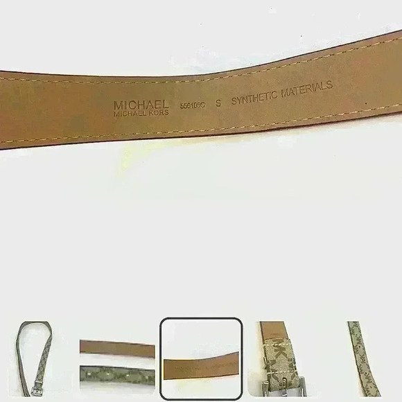 Michael Kore Mk Logo Tan And Cream Color Buckle Belt Small - Picture 4 of 11